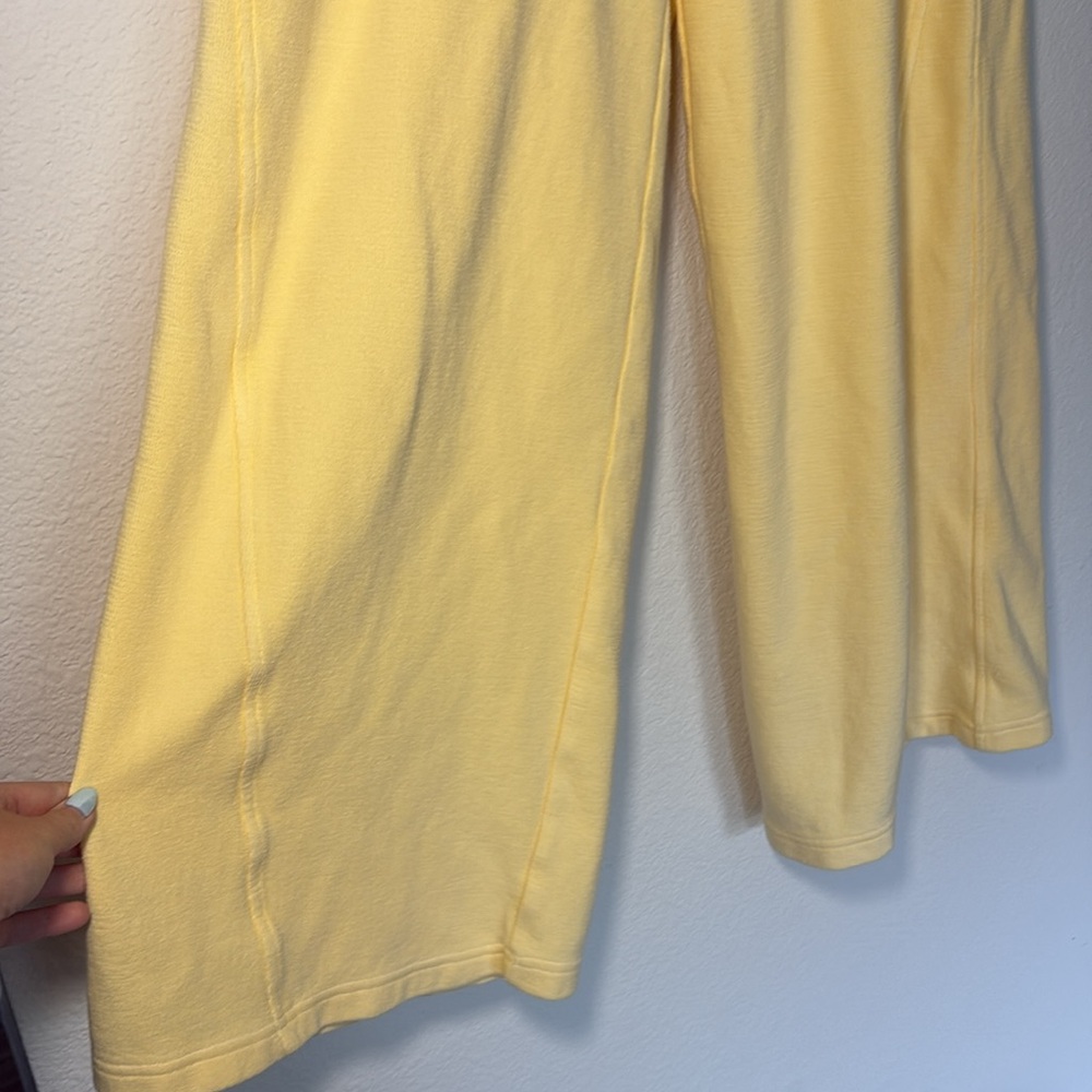 Aerie Soft Landing Ribbed Trousers Butter Yellow Wide Leg Sweatpants XS - Picture 4 of 6